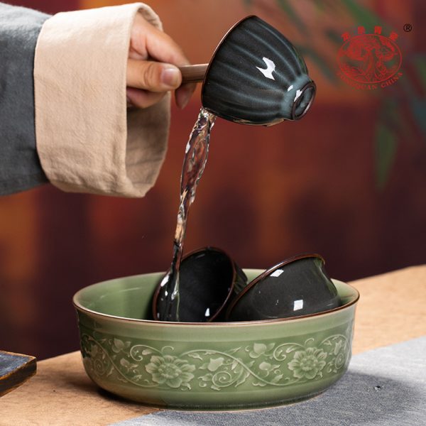 龙泉青瓷 大号仿古茶洗 陶瓷中式复古水洗功夫茶具茶道配件水盂