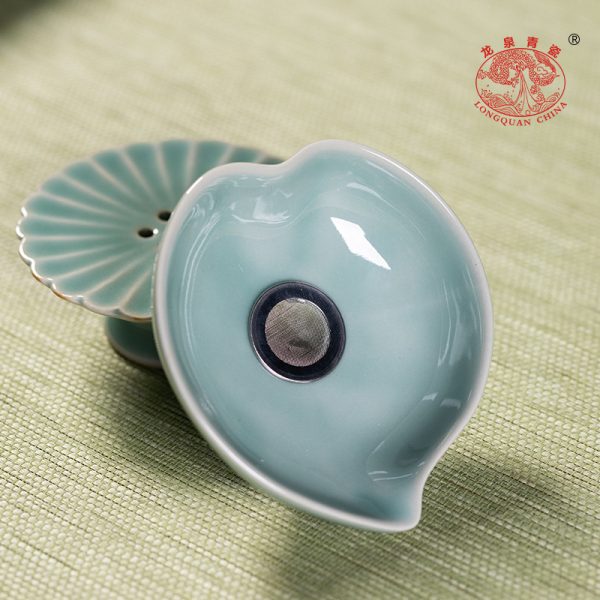 龙泉青瓷茶漏茶滤创意茶叶滤网隔陶瓷中式家用茶水过滤器茶具配件