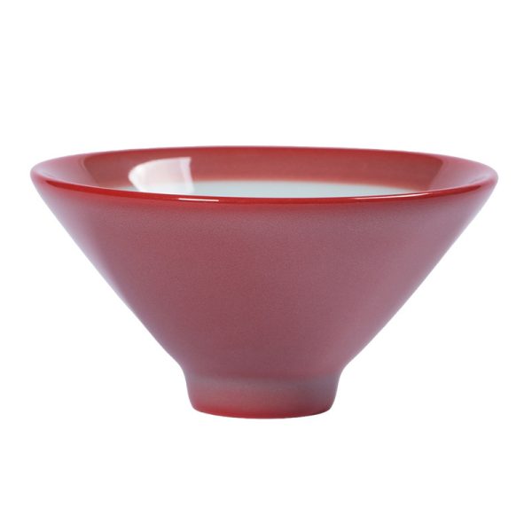 龙泉青瓷 主人杯高颜值女士手工斗笠杯 陶瓷胭脂红品茗杯单杯茶碗
