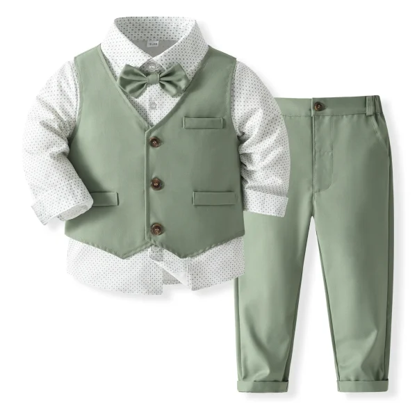 秋季新款儿童礼服男童马甲套装韩版男孩表演服马夹三件套一件代发