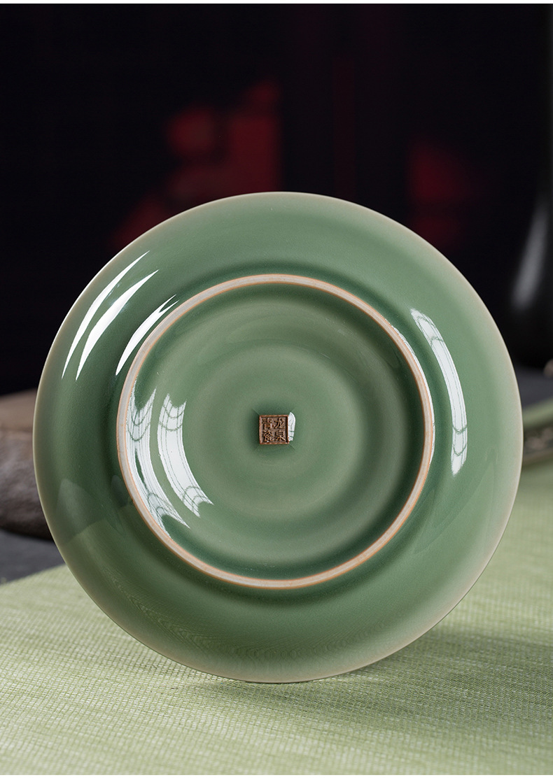 龙泉青瓷 功夫茶具壶承茶壶茶托家用 陶瓷干泡台壶盘茶道配件茶承