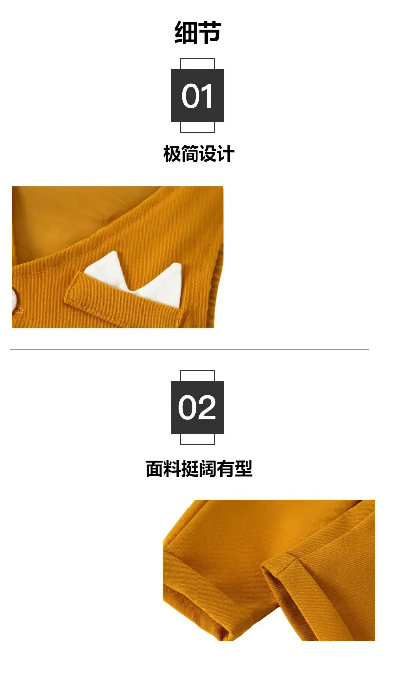 跨境欧美新款春秋童装男童黄色马甲绅士哈衣套装婴幼绅士周岁礼服