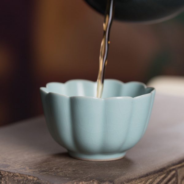 龙泉青瓷 汝窑冰裂手工杯功夫茶杯品茗杯一口杯 汝窑主人杯可logo