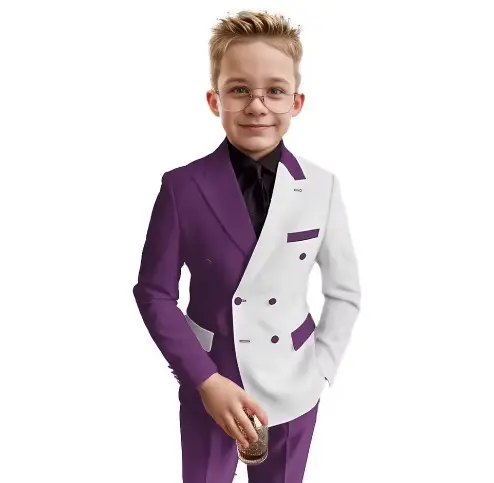 欧美跨境春新款男童两件套西装儿童生日宴会套装演出礼服花童西服