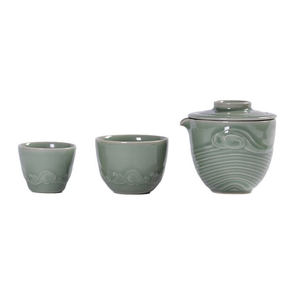 龙泉青瓷旅行茶具套装泡茶壶茶杯功夫泡茶具陶瓷便携式户外快客杯