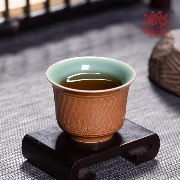 龙泉青瓷 中式纯手工主人杯品茗杯 陶瓷创意跳刀功夫茶杯茶碗茶盏