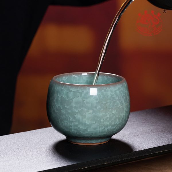 龙泉青瓷 功夫茶杯手工哥窑冰裂主人杯 陶瓷品茗杯功夫茶杯泡茶碗