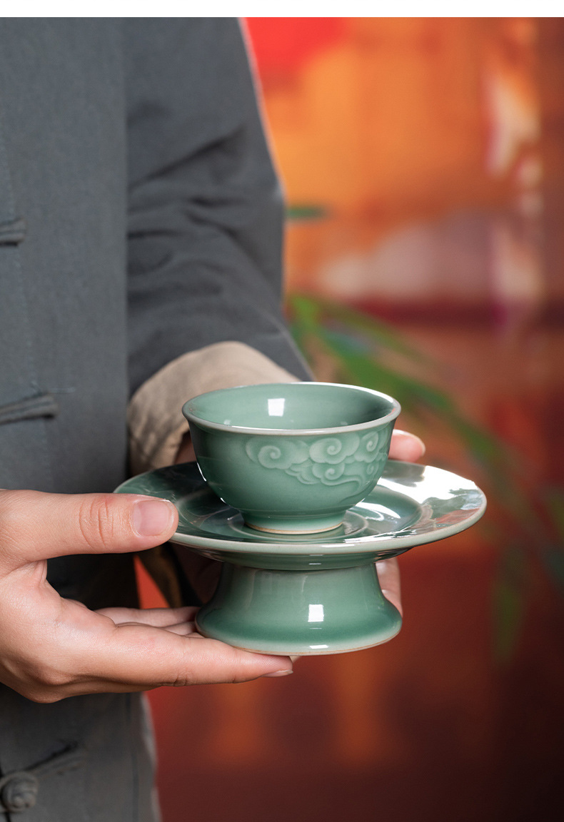 龙泉青瓷 功夫茶杯手工主人杯单杯 陶瓷家用高档宋韵品茗杯盏茶碗