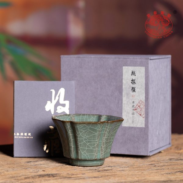 龙泉青瓷 宋韵仿古主人杯单杯冰裂纹手工杯 陶瓷高档手品茗杯茶碗