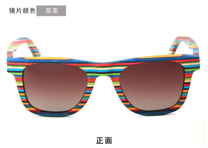 新款跨境男女士竹木眼镜  时尚彩木多层偏光太阳眼镜  UV400 现货