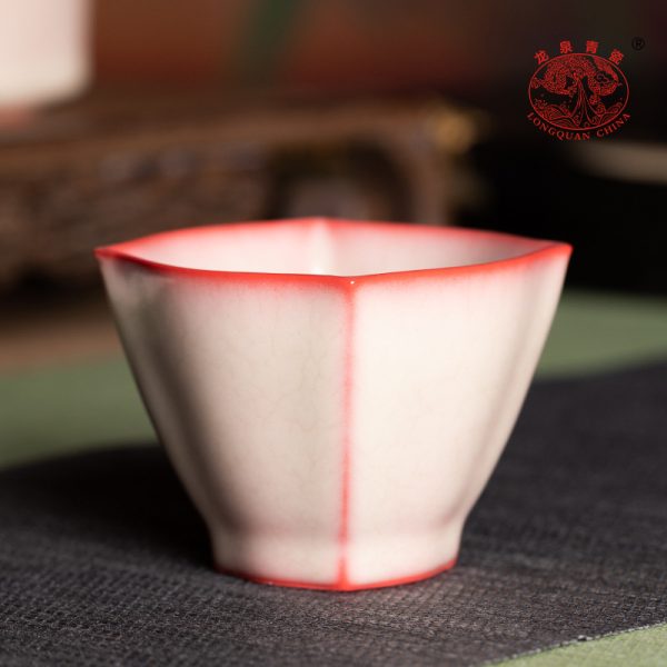 龙泉青瓷 红胎猪油冻主人杯品茗杯单杯 陶瓷开片可养功夫茶具茶碗