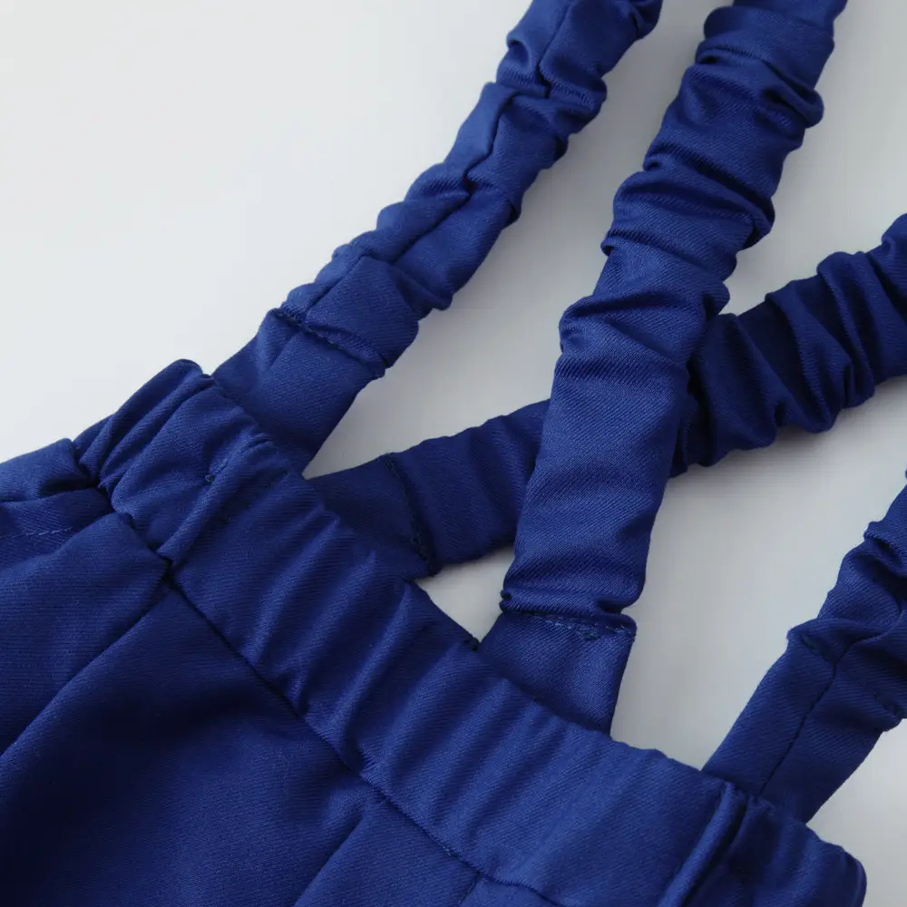 加工定制跨境欧美夏季新款纯色短袖短裤童装宝宝背带裤蝴蝶结套装