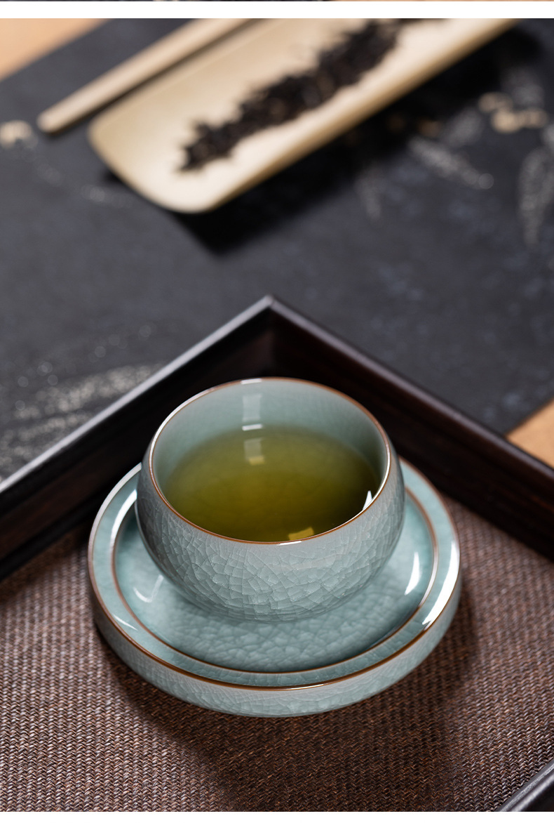龙泉青瓷 主人杯手工冰裂大号功夫茶杯盏单杯 陶瓷哥窑品茗杯茶碗