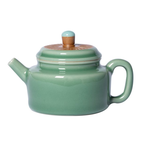 龙泉青瓷 茶壶单壶功夫茶具泡茶壶 陶瓷家用轻奢风跳刀手工泡茶器