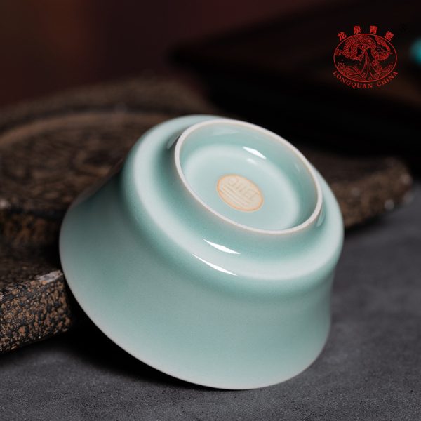 龙泉青瓷 主人杯单杯徐峻清纯手工功夫茶具 陶瓷高档马蹄杯品茗杯