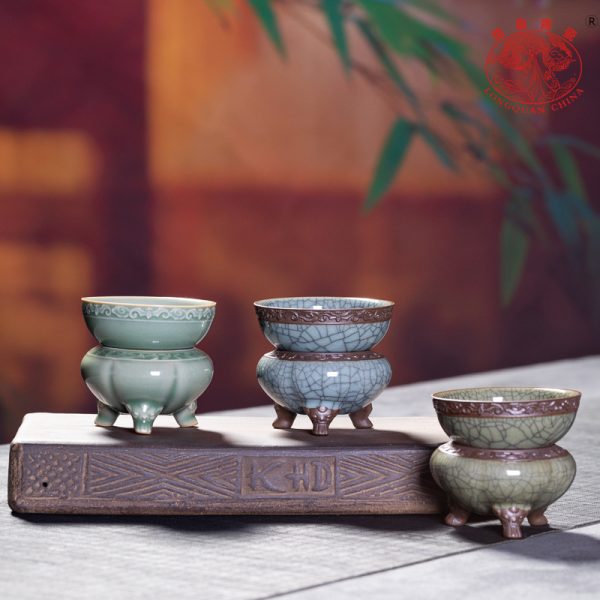 厂家直销 龙泉青瓷冰裂茶漏茶托功夫茶具配件 陶瓷创意茶叶过滤器