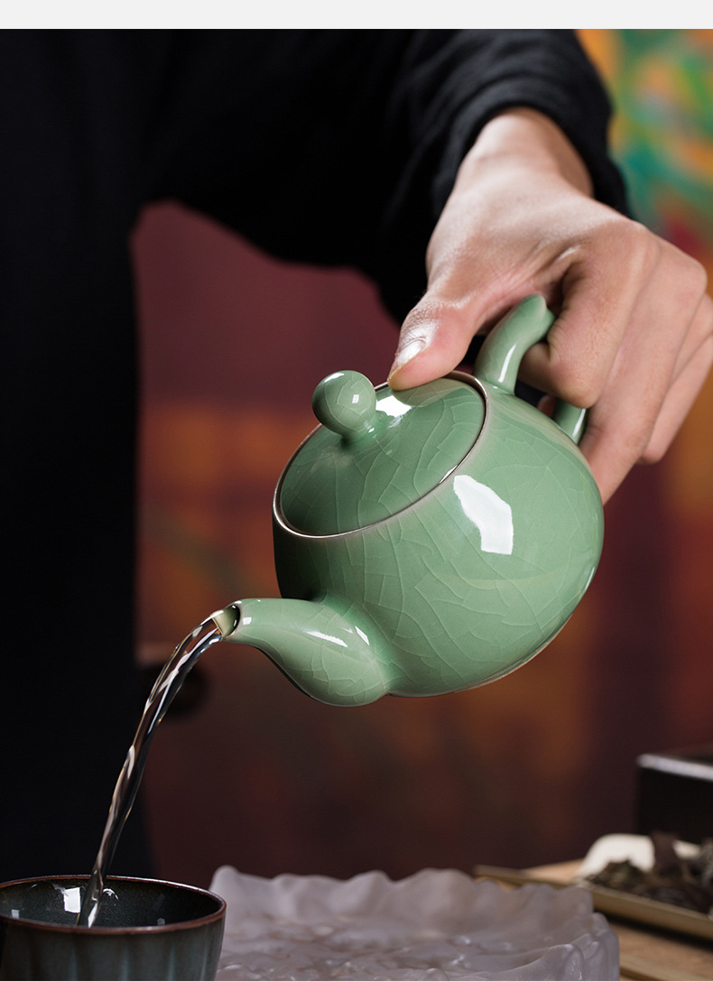 龙泉青瓷 创意家用茶壶功夫茶具过滤壶单壶 陶瓷中式大容量泡茶壶