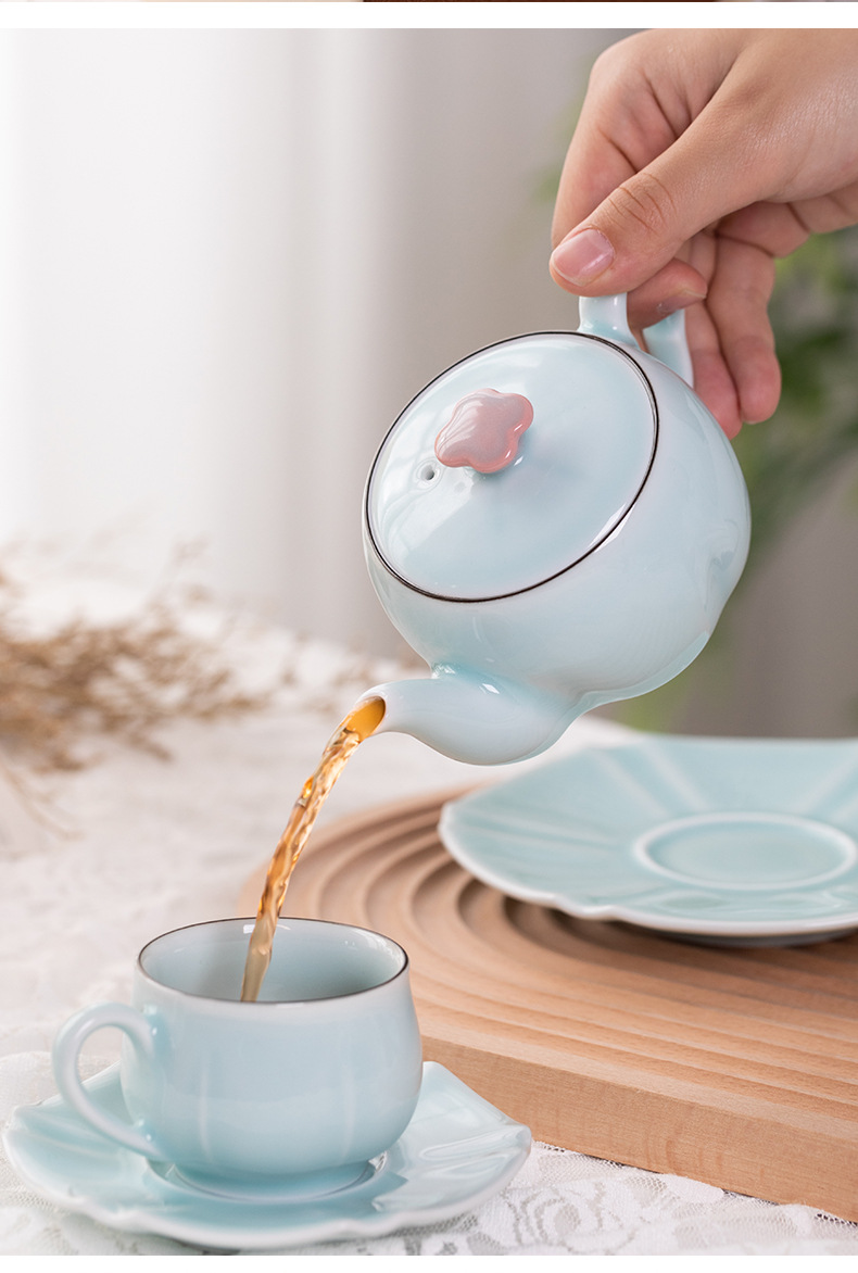 龙泉青瓷下午茶咖啡壶欧英式红茶壶家用功夫过滤壶陶瓷高档泡茶器
