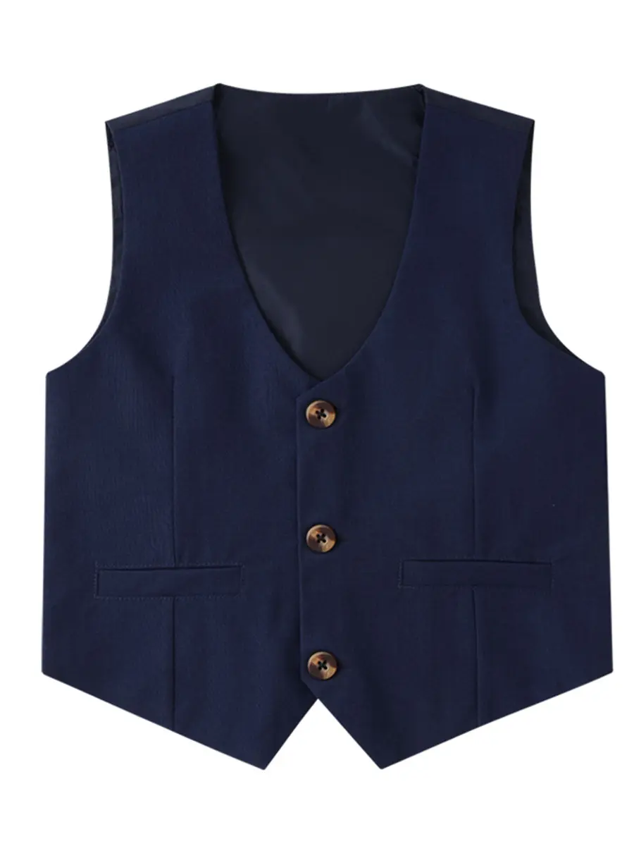 男童礼服套装2025外贸金丝短袖多件套中小童花童演出服拍照西服