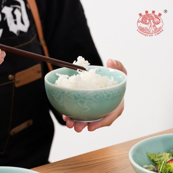 空山新雨龙泉青瓷米饭碗中式大号吃饭碗陶瓷创意汤碗面碗斗笠碗