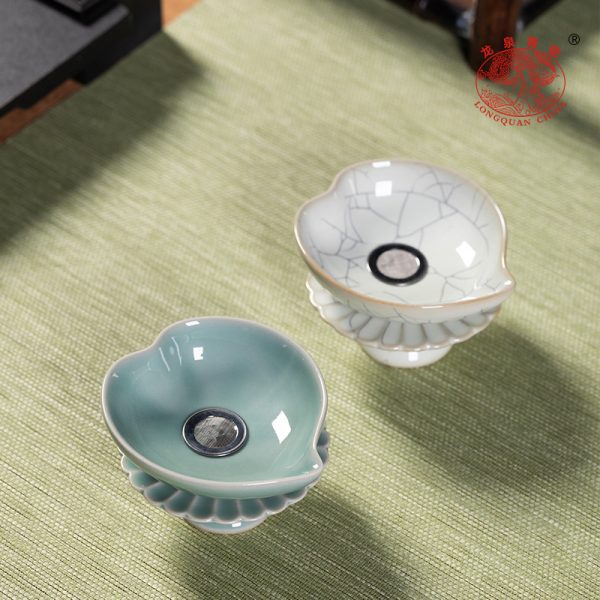 龙泉青瓷茶漏茶滤创意茶叶滤网隔陶瓷中式家用茶水过滤器茶具配件