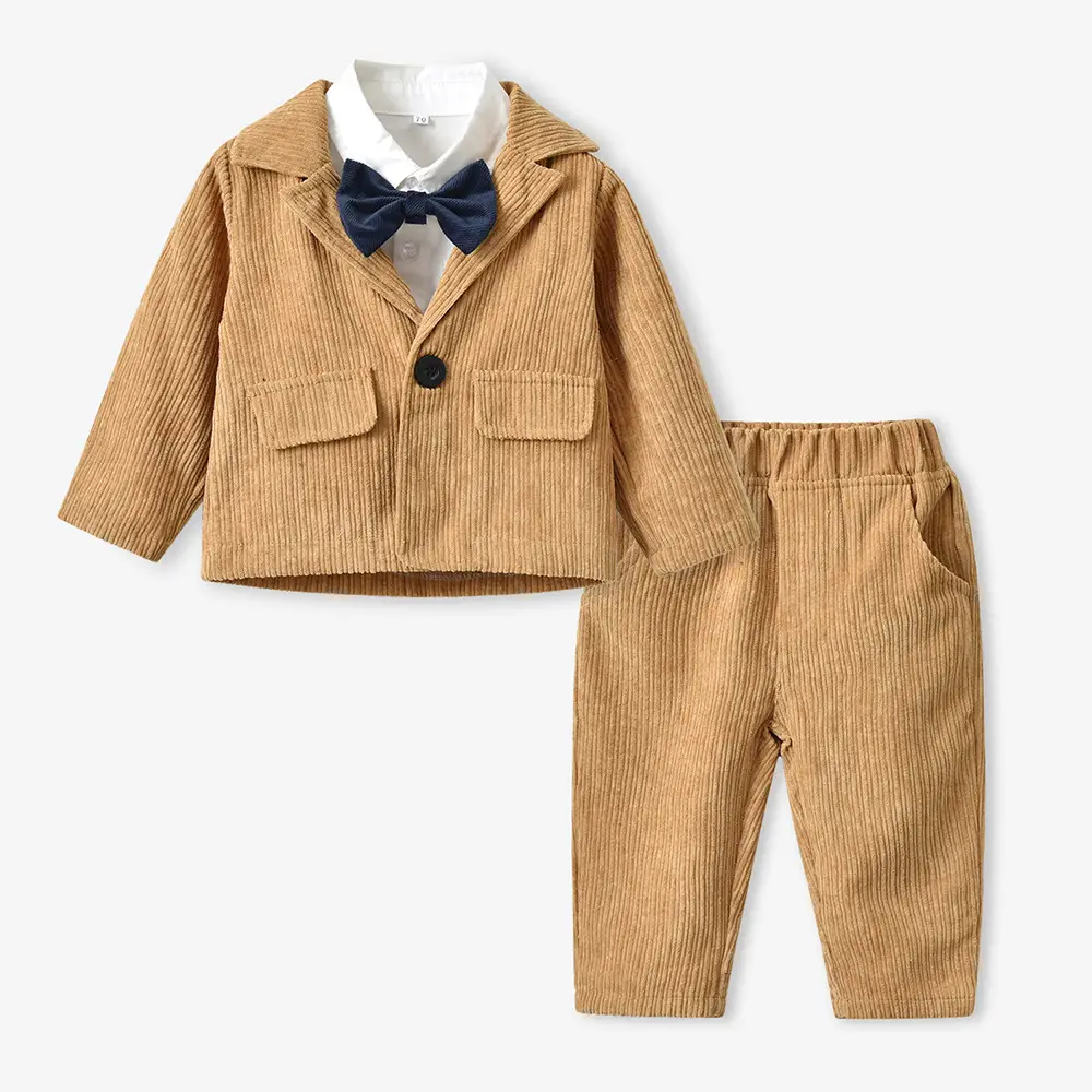 童西装韩式男童纯色西服外套棉质衬衫长裤套装宝宝花童周岁 礼服