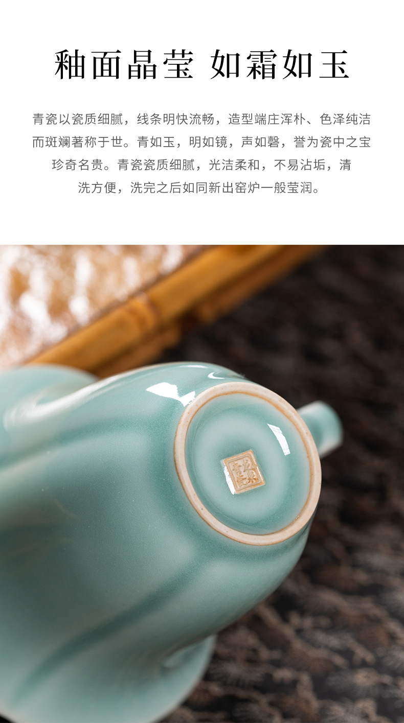 龙泉青瓷咖啡杯碟套装带勺子创意陶瓷杯子家用高档下午红茶牛奶杯