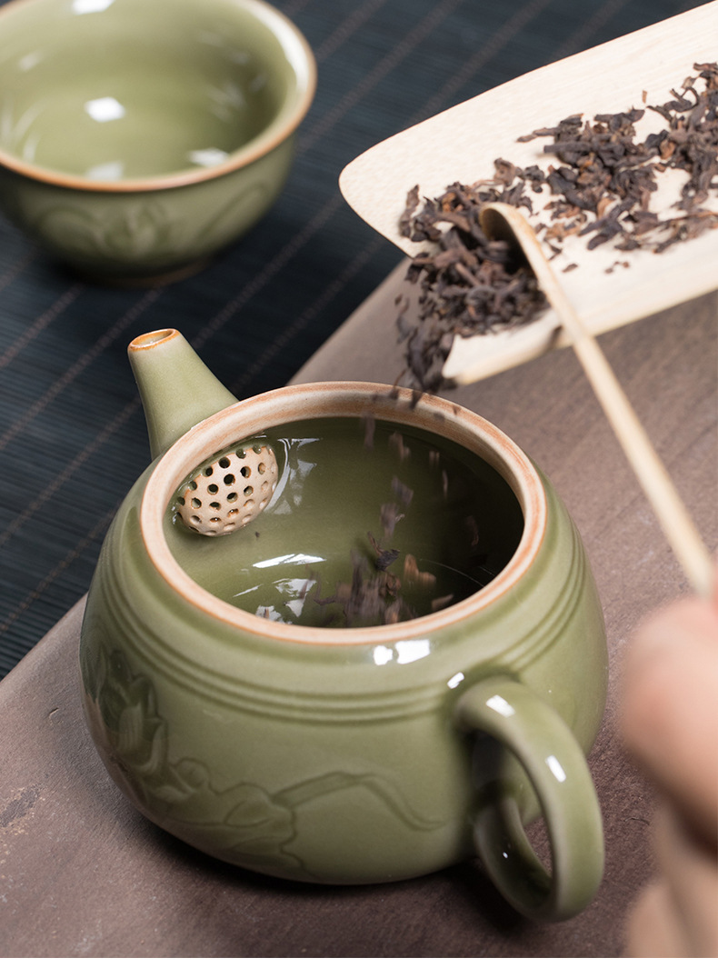 龙泉青瓷 创意原矿手工仿古功夫茶壶 陶瓷茶具茶道配件泡茶壶单壶