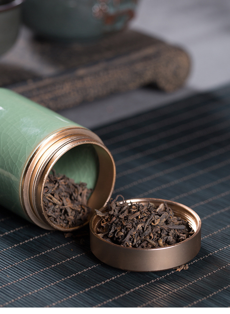 龙泉青瓷 厂家直销小号迷你茶叶罐 陶瓷密封便携茶罐礼盒雕刻代发