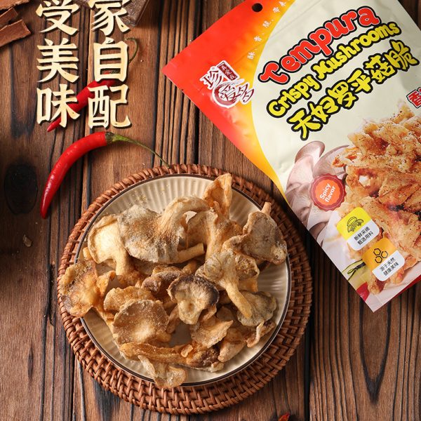 酥脆蘑菇菌菇脆即食1kg批发儿童解馋零食天妇罗平菇脆厂家批货代