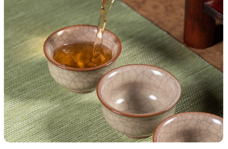 龙泉青瓷 复古传世哥窑功夫茶具套装 陶瓷盖碗茶壶茶杯旅行礼盒装