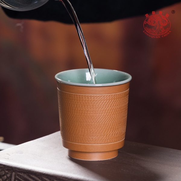 龙泉青瓷 创意手工跳刀闻香杯主人杯 陶瓷功夫茶杯品茗杯单杯茶碗