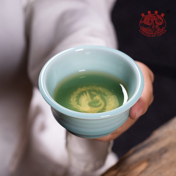 龙泉青瓷 功夫茶杯高档手工主人杯单杯 陶瓷创意品茗杯茶盏礼盒装