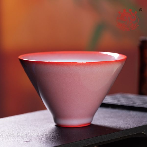 龙泉青瓷 功夫茶杯手工主人杯单杯 陶瓷红釉斗笠杯大号品茗杯茶盏