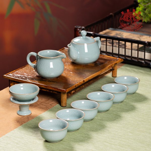 龙泉青瓷2024新款功夫茶具套装陶瓷茶壶茶杯轻奢高档家用喝茶泡茶