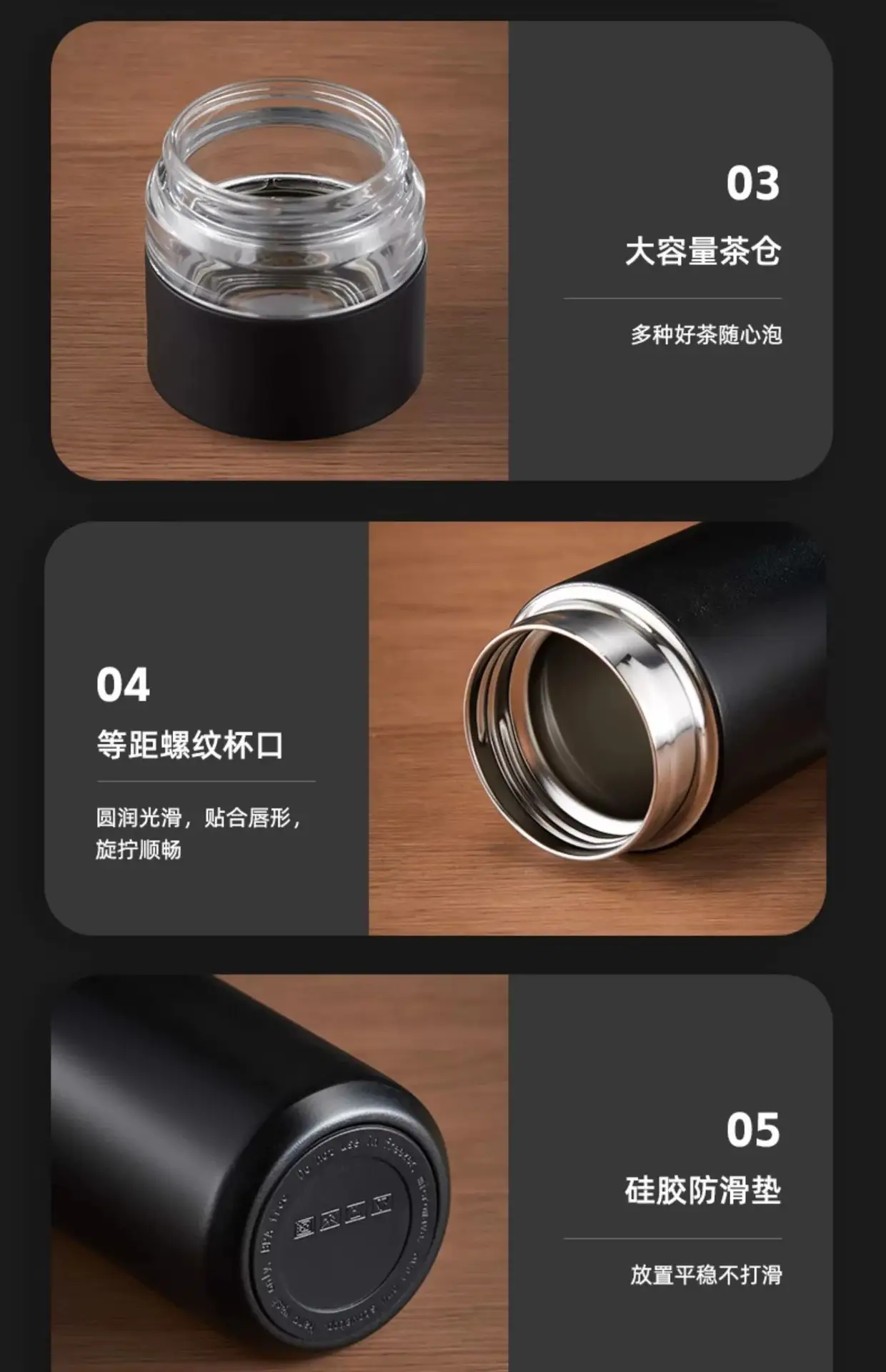 保温杯茶水分离陶瓷内胆男士款泡茶杯316不锈钢水杯2023新款杯子