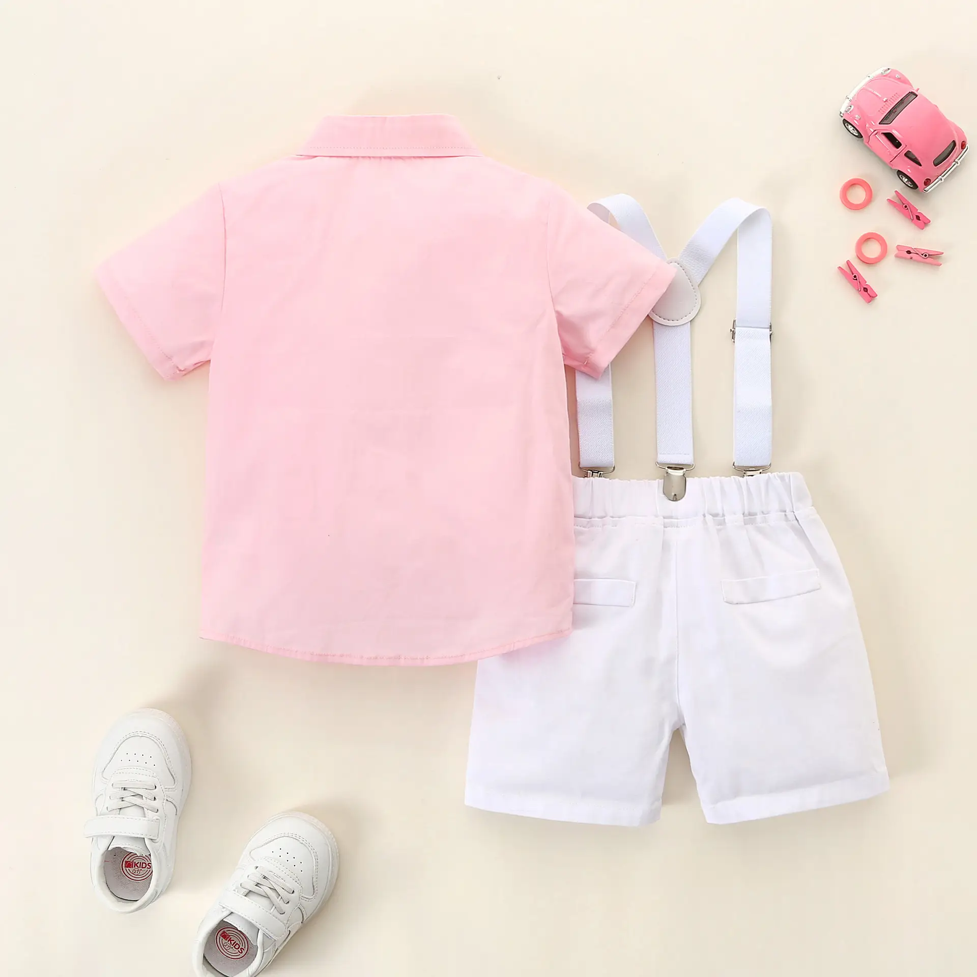 男童英伦绅士套装儿童演出服童装夏季短袖衬衫背带裤多件套批发