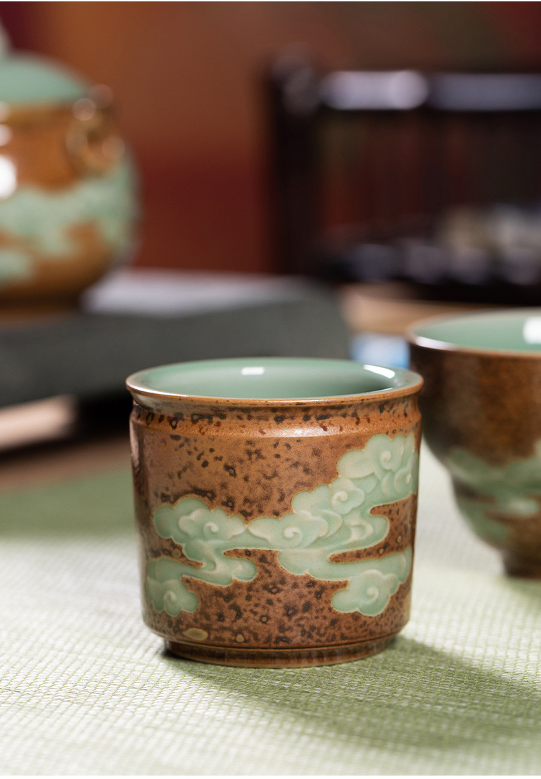 龙泉青瓷 快客杯一壶二杯户外泡茶壶 陶瓷便携式旅行功夫茶具套装