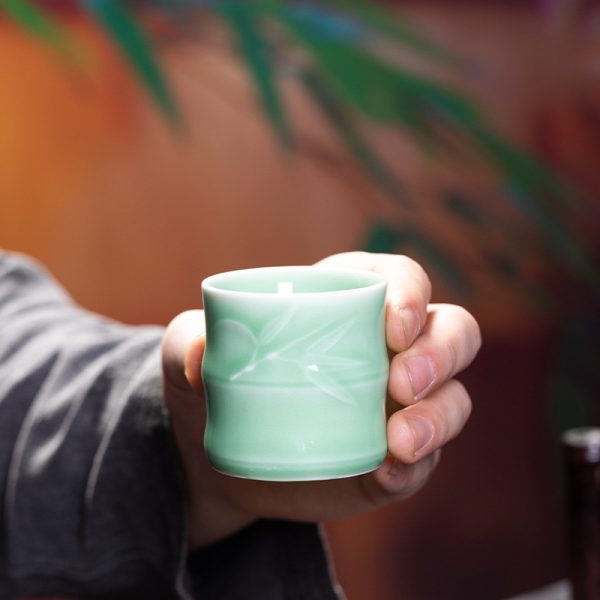 龙泉青瓷 中式家用冰裂水杯茶杯单个杯 陶瓷泡茶杯办公室无柄小杯