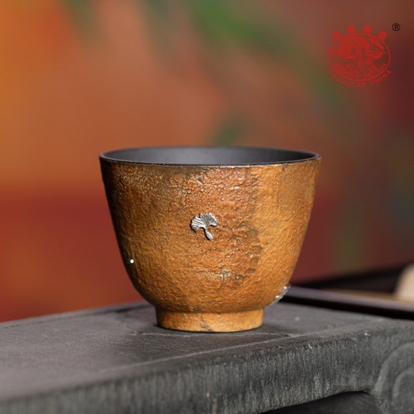 龙泉青瓷 茶杯手工复古功夫茶具主人杯 陶瓷高档老岩泥锔钉品茗杯
