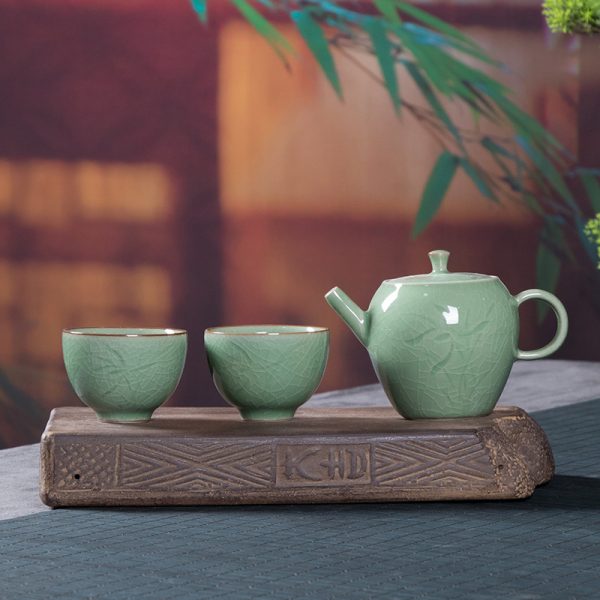 龙泉青瓷 厂家直销旅行功夫茶具便携一壶四杯小套装 创意礼品批发