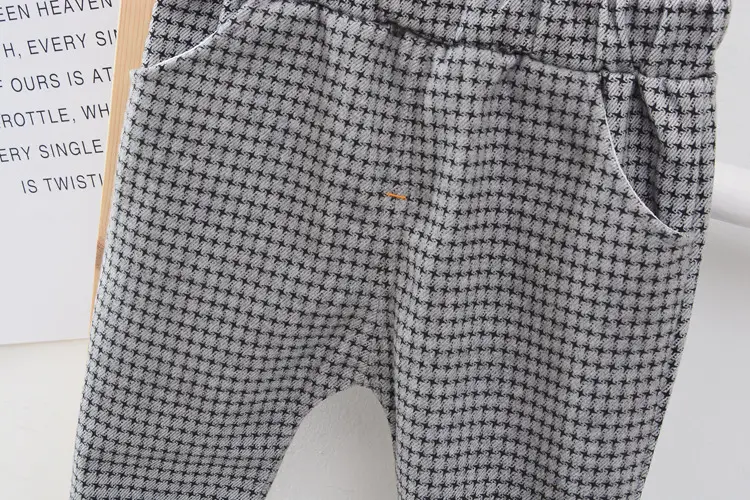 欧美春秋男童长袖长裤马甲礼服三件套儿童千鸟格外贸表演绅士新款