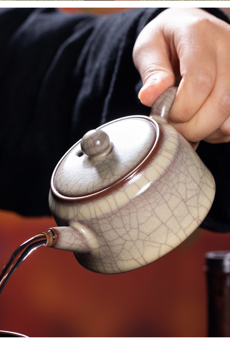 龙泉青瓷 纯手工传世哥窑高档过滤泡茶壶 陶瓷功夫茶壶大容量单壶
