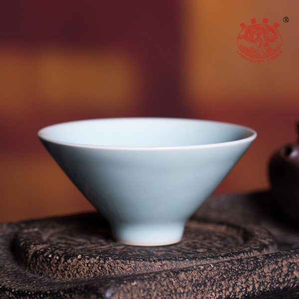 龙泉青瓷 创意手工主人杯单杯 陶瓷功夫茶杯徐峻清斗笠品茗杯茶盏