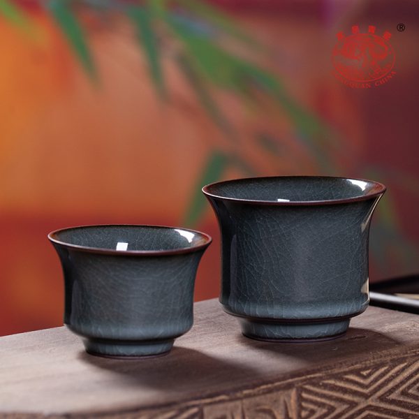 龙泉青瓷主人杯铁胎茶杯复古个人品茗茶具陶瓷茶碗冰裂杯功夫茶盏