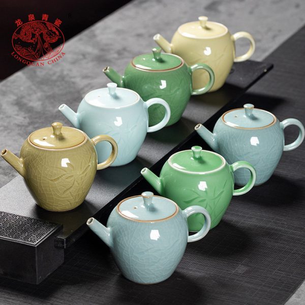 龙泉青瓷泡茶壶中式家用手工耐高温壶陶瓷功夫茶具单个小号过滤壶