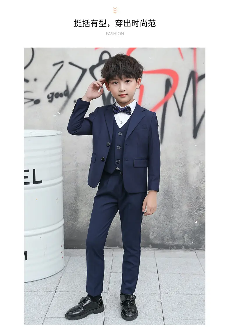 儿童小西装套装花童外套主持人男孩礼服大童宝宝男童西服三件套