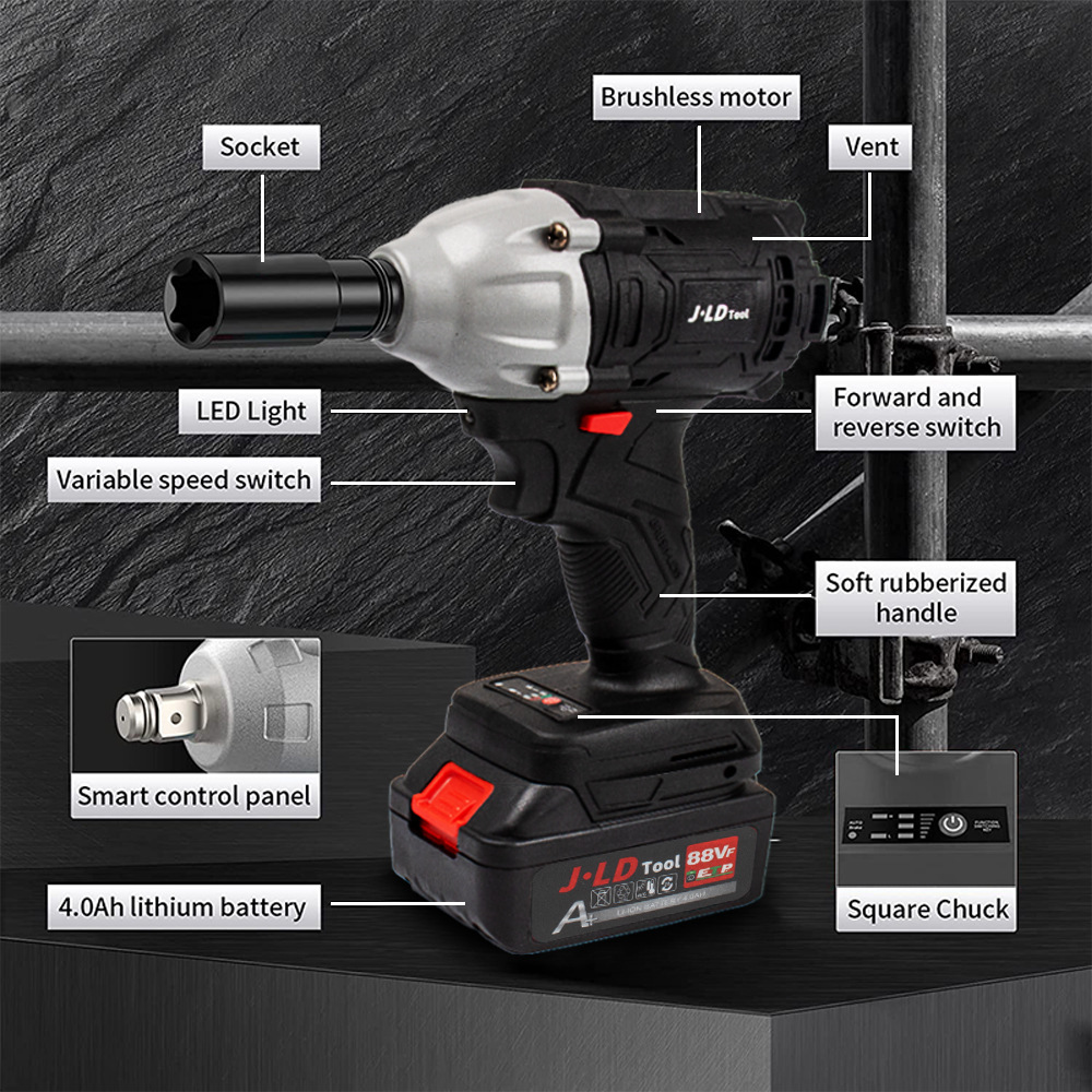 厂家直供无刷充电电动扳手大功率汽修架子工自动冲击扳手批发