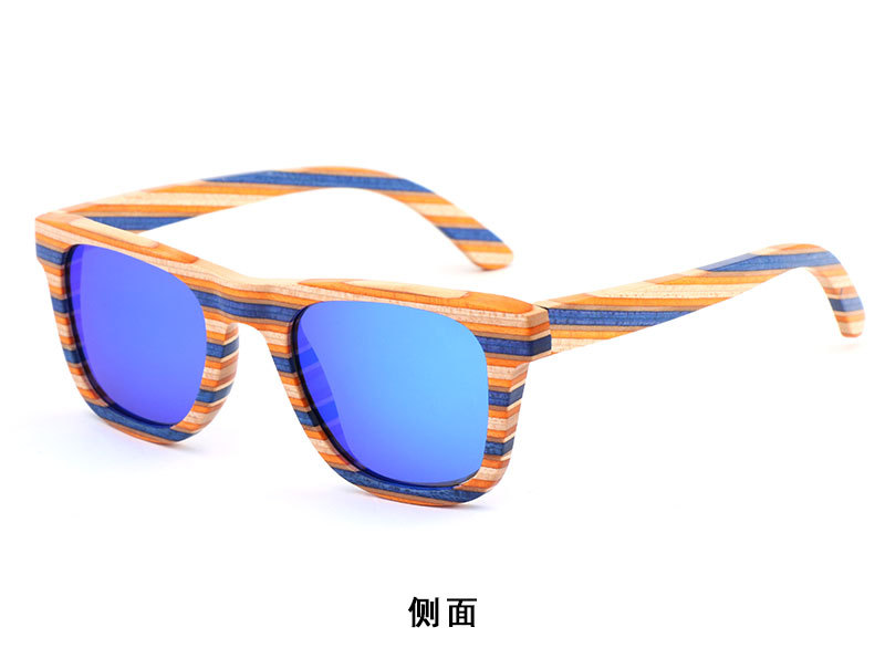 新款跨境男女士竹木眼镜  时尚彩木多层偏光太阳眼镜  UV400 现货