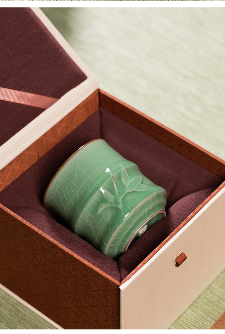 龙泉青瓷茶杯套装家用待客小杯子陶瓷个性中式随手泡茶杯批发logo